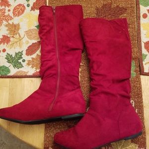 Ladies red suede boots